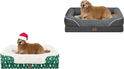 Washable Orthopedic Large Dog Bed - Removable Orthopedic Foam Dogs Beds with Bolsters Waterproof Large Dog Bed and Non-Slip Bottom Extra Large Dogs Beds Sofa