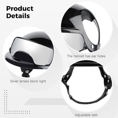 2 PCS Dog Helmet and Goggles Set, S Size Pet Motorcycle Helmet with Silver Lens Sunglasses, Lightweight Protective Gear for Small Dogs, Head Circumference 14.6 in