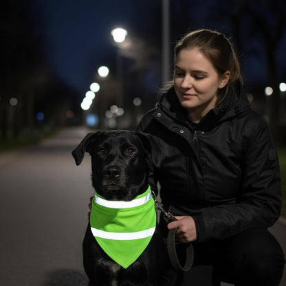 Dog Reflective Bandanas, 2 Pieces Orange Green High Visibility Bandana for Dogs Adjustable Triangle Bib Safety Reflective Dog Scarf for Small Medium Large Pets Dogs Cats Outdoor Walking Camping