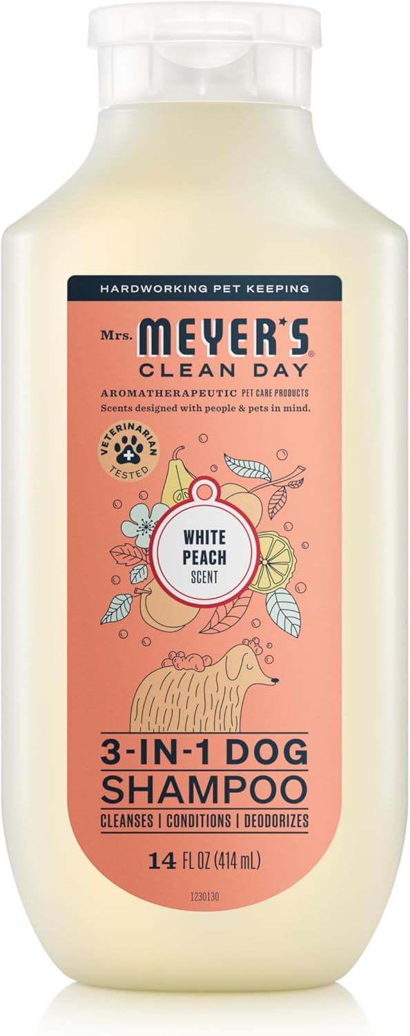 MRS. MEYER'S Clean Day 3 in 1 Dog Shampoo, White Peach Scent, 14oz