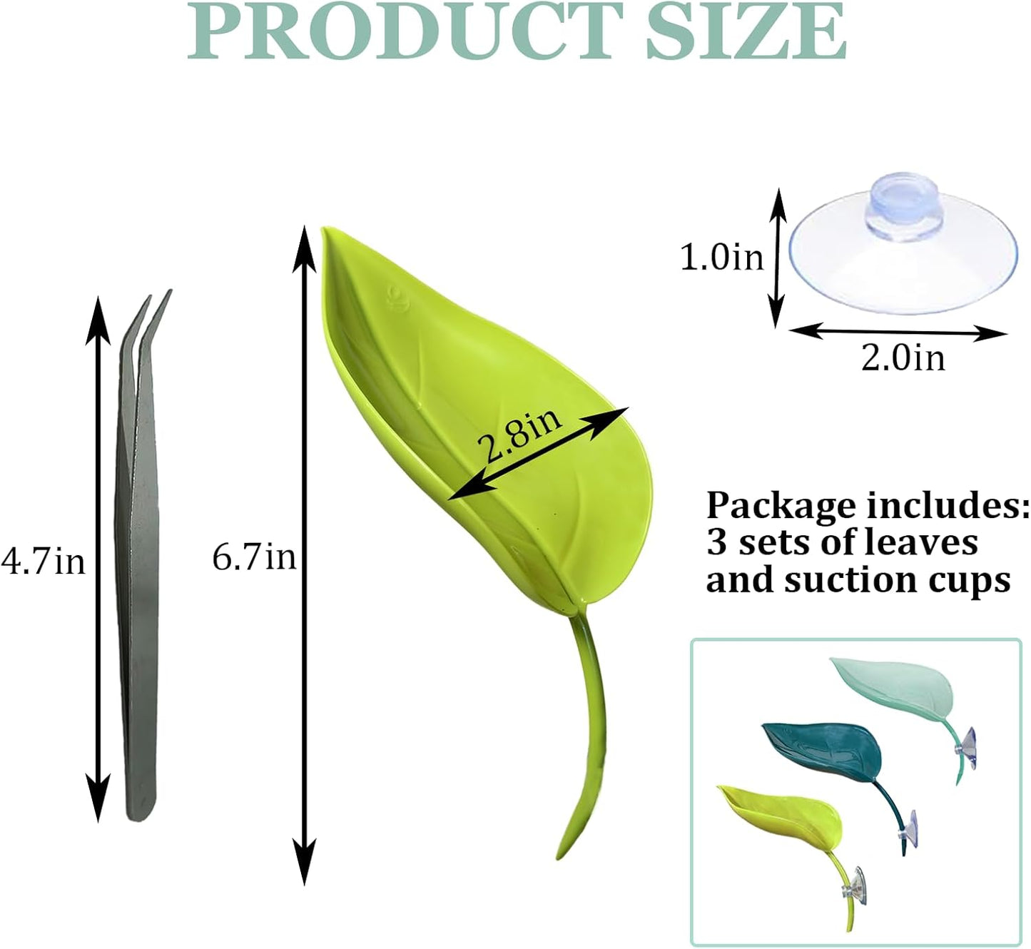 Crested Gecko Tank Accessories 3 PCS Wall Climbing Gecko Toy Reptile Leaf Habitat Decor for Tree Frogs