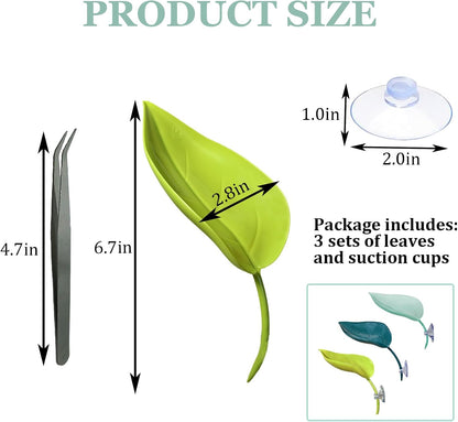 Crested Gecko Tank Accessories 3 PCS Wall Climbing Gecko Toy Reptile Leaf Habitat Decor for Tree Frogs