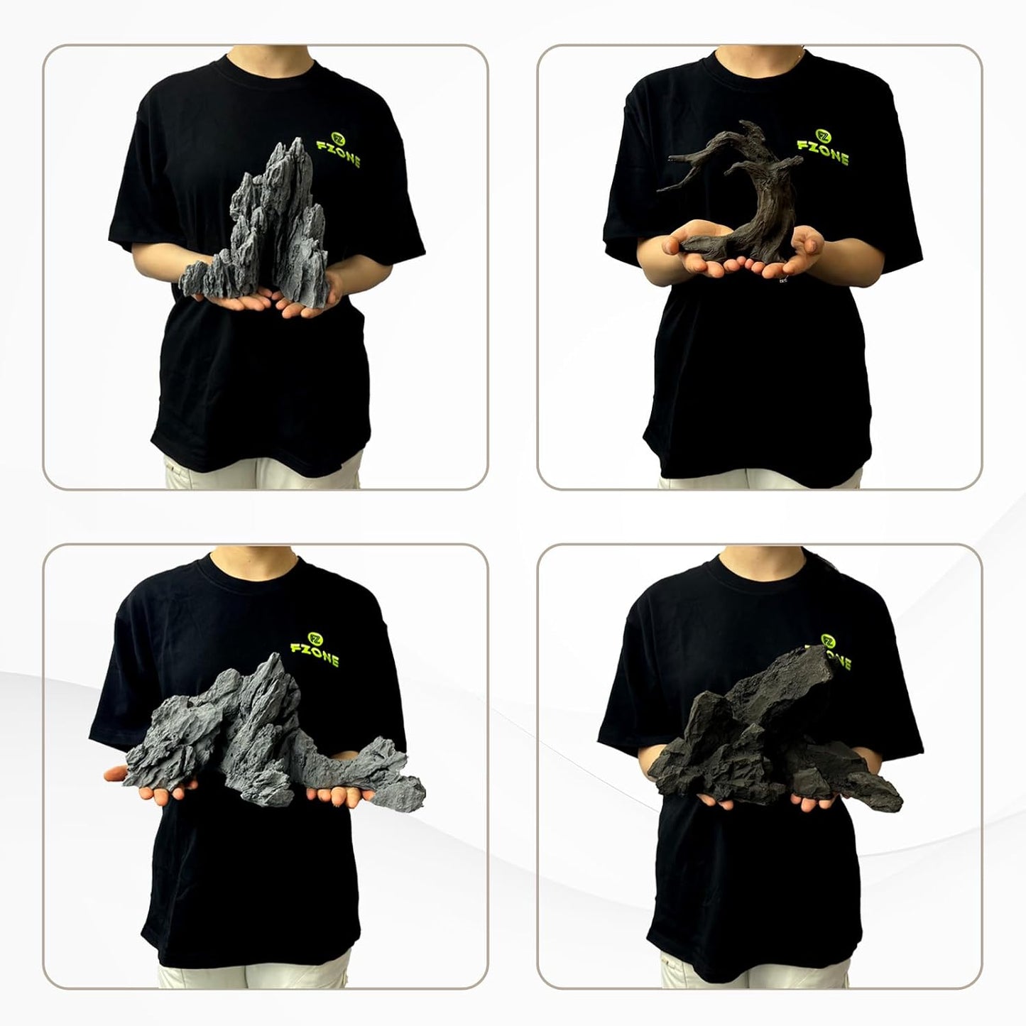 FZONE Driftwood for Aquarium Resin Model pH Neutral Aquarium Rocks for Aquascaping,Hardscape