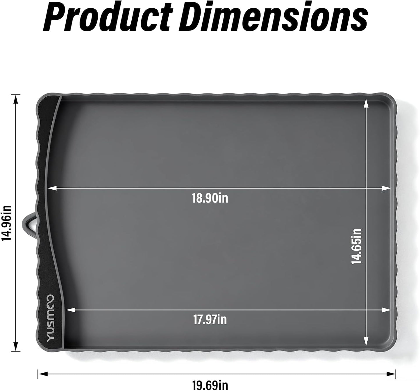 Dog Food Mat 20" x 15", Waterproof Silicone Pet Feeding Mat with Raised Edge & Residue Pocket, Non-Slip Bowl Mat for Dog Cat Food and Water, Easy to Clean Floor Protector