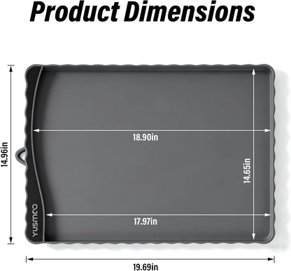 Dog Food Mat 20" x 15", Waterproof Silicone Pet Feeding Mat with Raised Edge & Residue Pocket, Non-Slip Bowl Mat for Dog Cat Food and Water, Easy to Clean Floor Protector