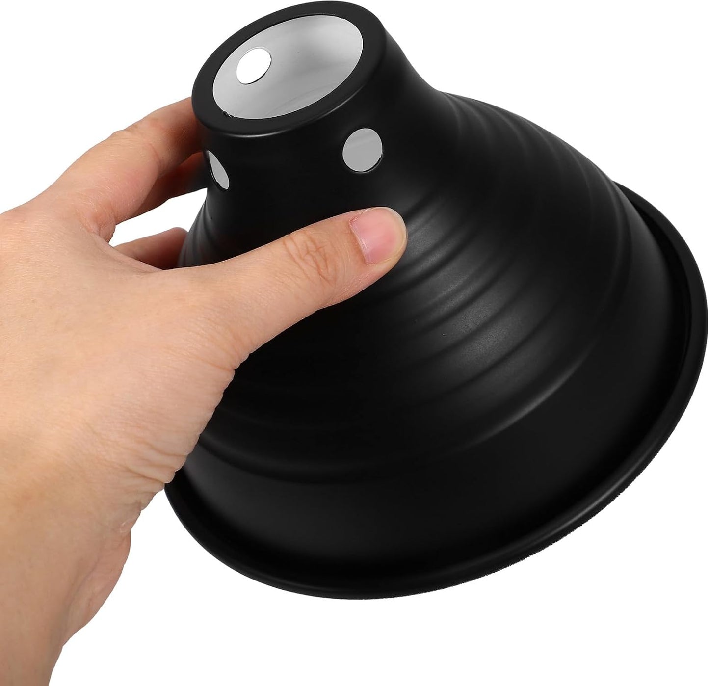 Reptile Heat Lamp Cover 5.5 Inch Reflector Lampshade with Black Exterior White Interior Coating Reptile Tank Accessory for Terrariums and Habitat Lighting