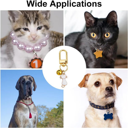 12pcs Cat Dog Collar Bells Charms, Pet Enamel Collar Bells Fishbone Jewelry Charms Cat Paw Alloy Collars Charm Bells for Cats Dogs Rabbit Necklace DIY Keyring Pendants Bag Decor
