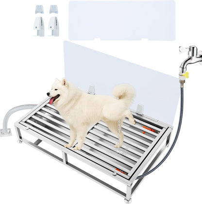 Shimeyao Stainless Steel Dog Potty 32 x 20 Inch with Tray, Removable High Pee Walls, Automatic Flushing and Cleaning System Dog Toilet Puppy Litter Box Portable Pet Pee Pad Holder for Indoor Outdoor