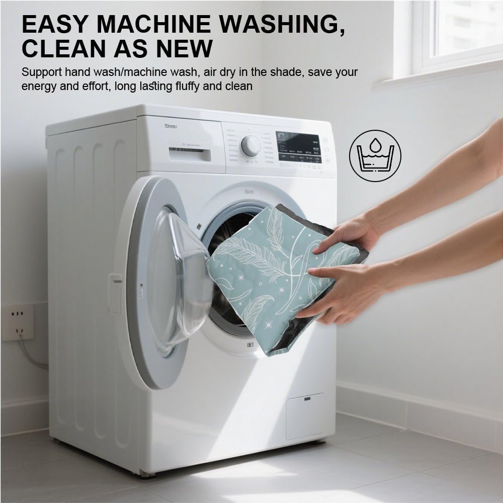 Pale Blue Feather Swirl Dog Bed Dog Crate Mat Cage Pads Pillow for Crate Washable Non-Slip Bed for Washable All-Season Pet House Mat Paw Cushion Indoor Outdoor 24X18 Inch