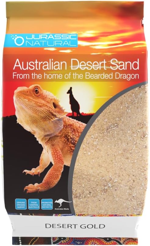Jurassic Natural Australian Desert Dragon Habitat Substrate for Bearded Dragons and Other Lizards, Gold, 20lb