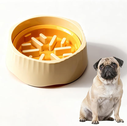Slow Feeder Dog Bowl for Large Dogs - Non-Slip Durable Interactive Puzzle Bowl, Easy CleanDesign to Prevent Bloat & Overeating, 100% BPA Free (Yellow)