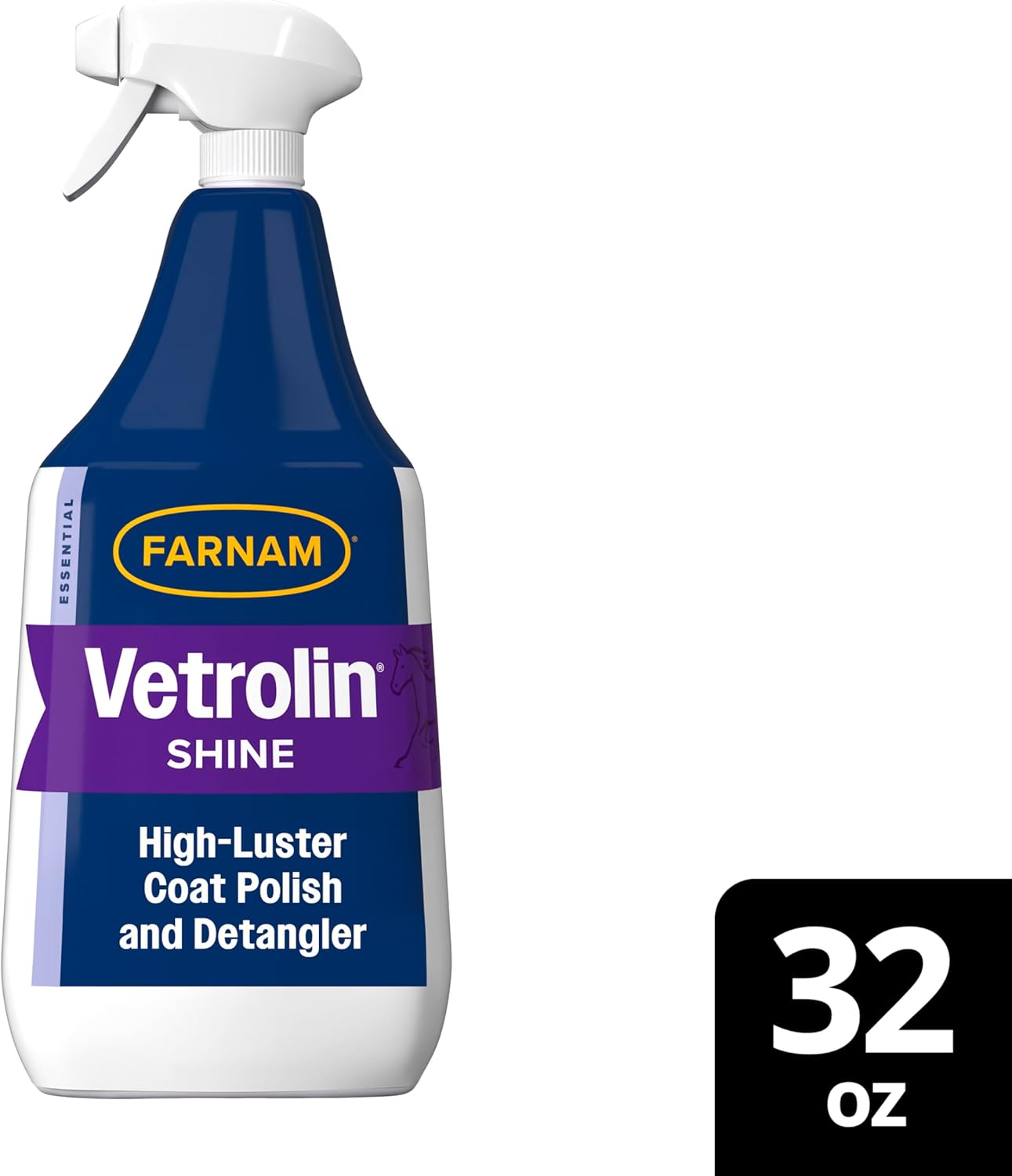 Farnam Vetrolin Shine, High-Luster Coat Polish and Detangler Spray, Ideal for Horses and Dogs, 32 oz.