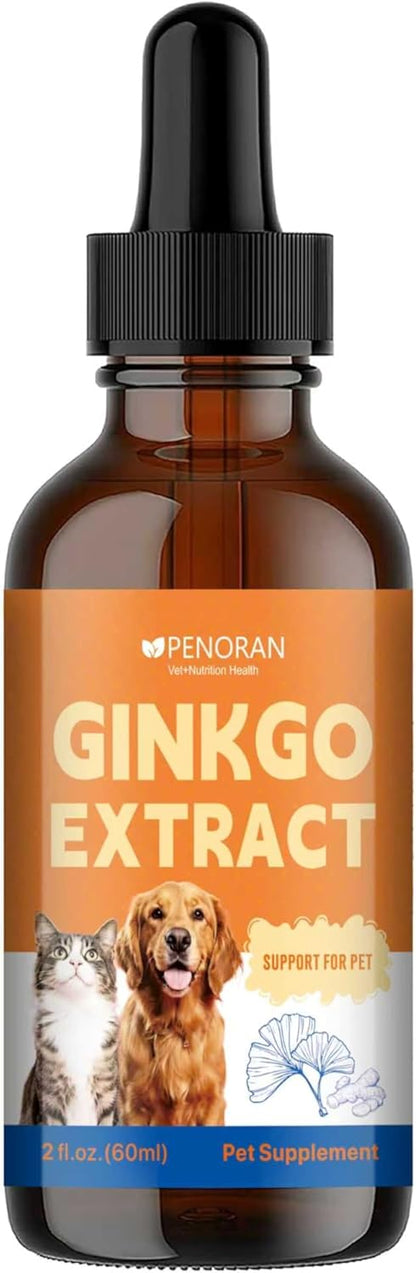 Pet Ginkgo Biloba Extract -Heart & Vascular Supplements for Senior & Overweight Dogs & Cats: Cardiovascular Health, Healthy Blood Pressure & Cholesterol Levels, Brain, Memory, Cognition
