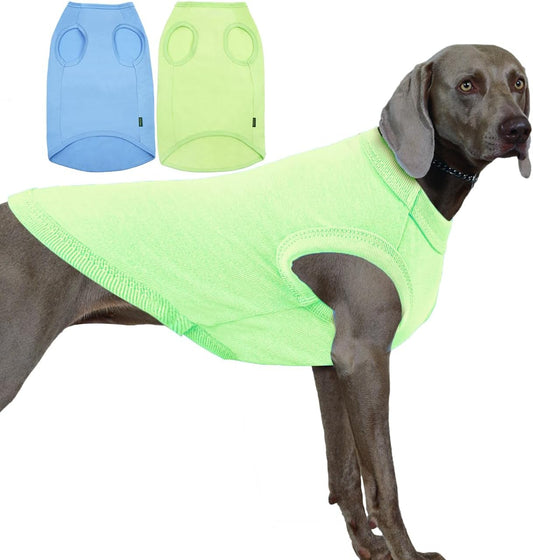 Dog Lightweight Shirt,Blank Summer Cool Breathable Large Dog T-Shirts,Pet Sleeveless Stretchy Clothes, 2 Pack,XXL Blue Green
