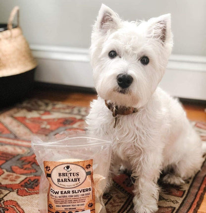 BRUTUS & BARNABY Cow Ears for Dogs – Thick Cut, Grass-Fed Angus Beef, All-Natural No-Rawhide Dog Treat Alternative
