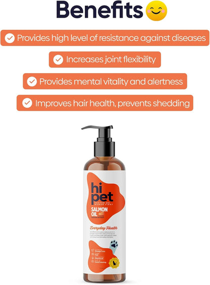 Hi Pet Salmon Oil for Cats, Supports Coat and Joint, Boosts Immune System, Omega 3 & 6 Fish Oil for Cats, 6.76 Fl Oz (Pack of 3)