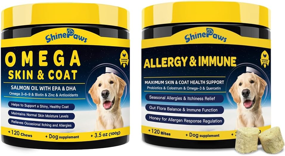 Dog Allergy Relief Chews, Salmon Fish Oil for Dogs Skin and Coat