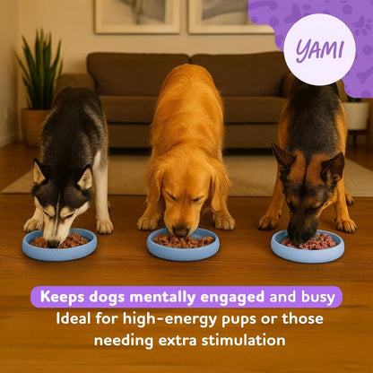 YAMI Bowl Lick Mat for Dogs & Cats, Slow Feeder Bowls, Cat Slow Feeder, Dog Enrichment Toys with Suction Cup for Anxiety Relief, Food-Grade Silicone, Dishwasher Fit, for All Breed (Light Blue)