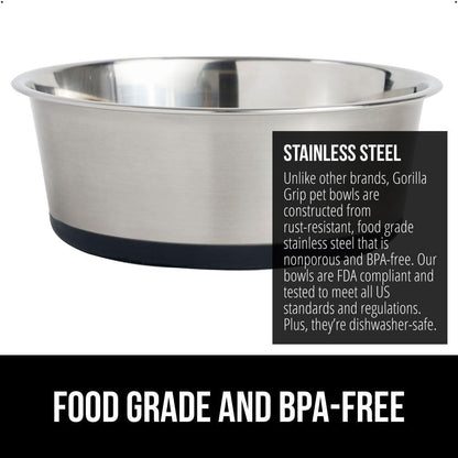 GORILLA GRIP Stainless Steel Dog Bowls, 1Cup, Black and Slow Feeder, 1Cup, Black Bundle