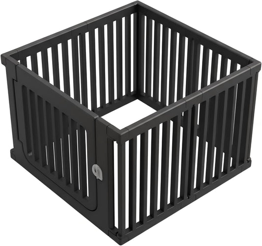 23.6“ H Plastic Dog Playpen, 11 Panels Expandable & Durable Pet Fence - Indoor & Outdoor Portable with Secure Locking Door, Durable Safety Play Pen with Puppy, Cat(Black) (Black, 23.6'' H, 11 Panels)