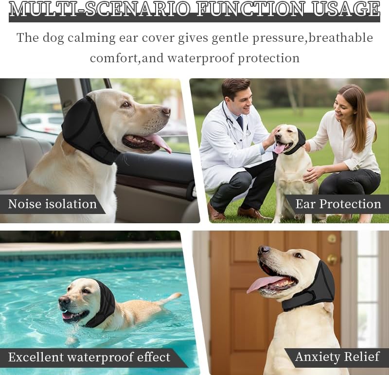 2026 New Dog Ear Muffs (Thickened) for Noise & Bath - Waterproof Protection with Elastic Calming Hoodie, Grooming & Anxiety Relief, Suitable for Various Occasions - Outdoor and Home (L)