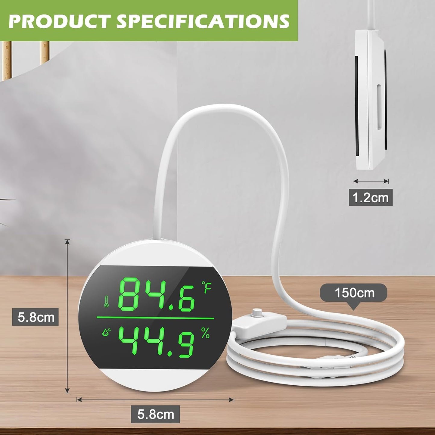 KeeKit Reptile Tank Thermometer, LED Digital Reptile Thermometer and Humidity Gauge Hygrometer, Temperature Range ±1.8℉, for Reptile Tank, Snake Tank, Accessories Pet Rearing Box