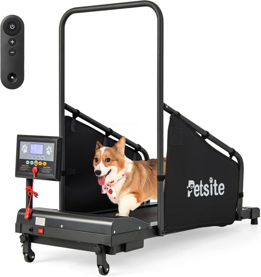 PETSITE Dog Treadmill, Pet Dog Running Machine for Small & Medium-Sized Dogs, Pet Fitness Treadmill with LCD Display Screen, 220 LBS