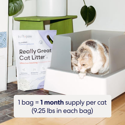 Tuft & Paw Really Great Cat Litter, Low Tracking Tofu Cat Litter, Clumping, Flushable, Odor Control, Dust-Free - 9.25lbs x 2Bags (Natural Lavender)