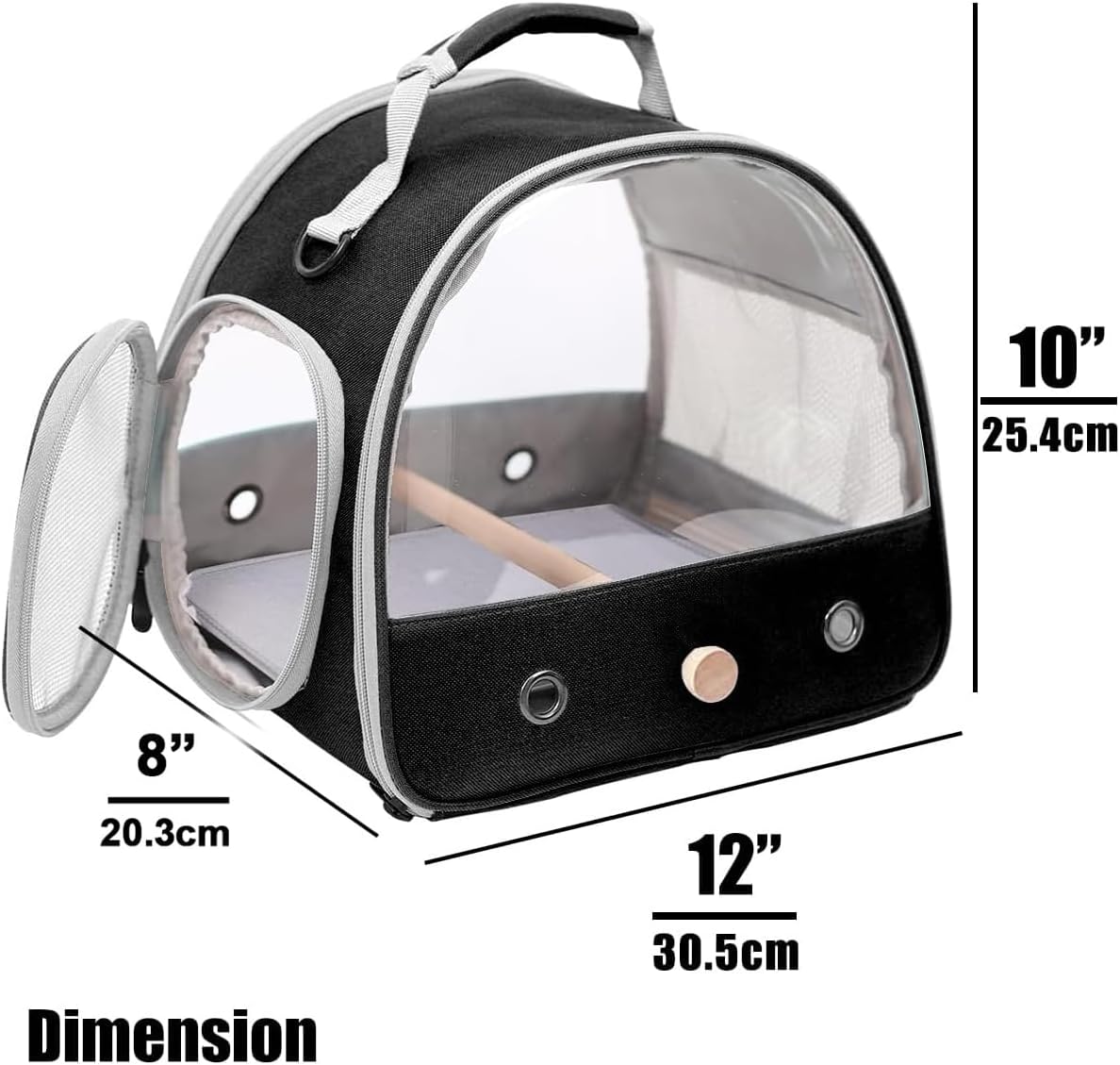 Bird Travel Carrier, Portable Small Bird Parrot Parakeet Carrier with Standing Perch and Soft Mat, Side Access Window Collapsible to Carry and Transport Birds Vet Visit