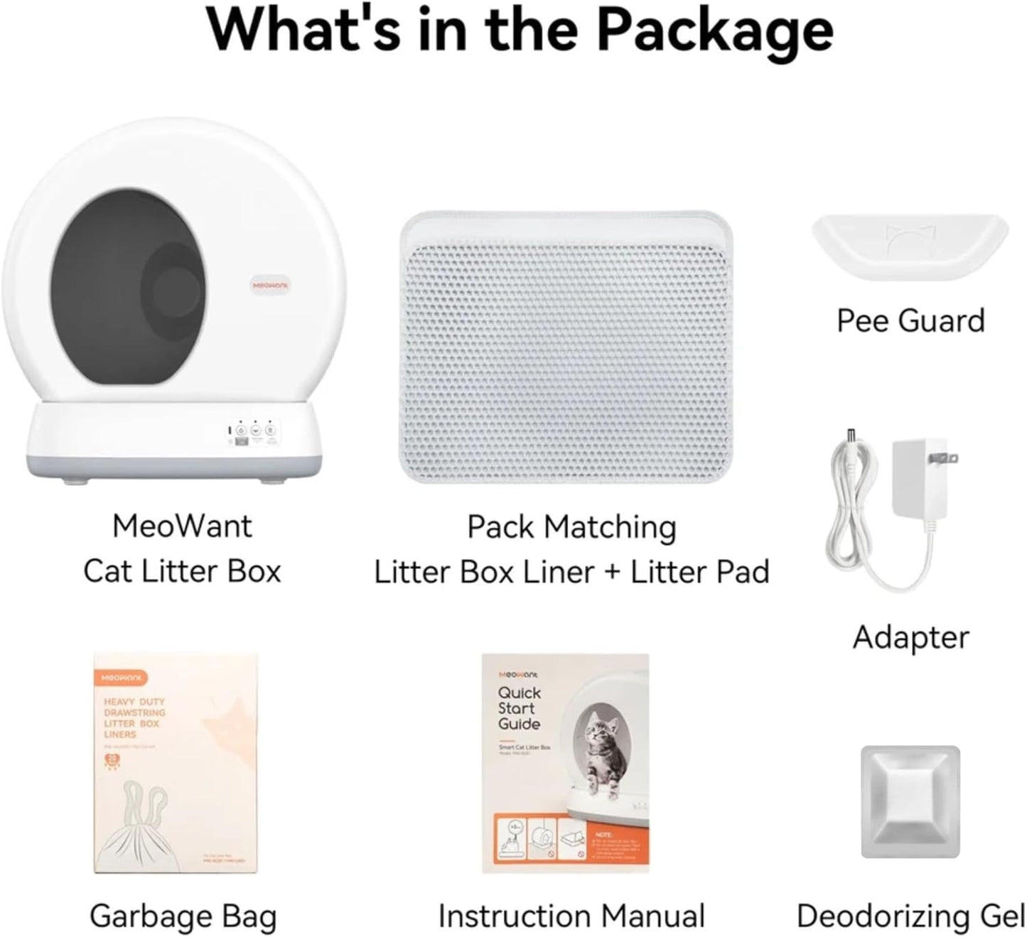 MeoWant Self Cleaning Cat Litter Box, Large Capacity Automatic Cat Litter Box with Integrated Safety Sensors, APP Control, Odor-Free for Multi Cats with Mat & Liner