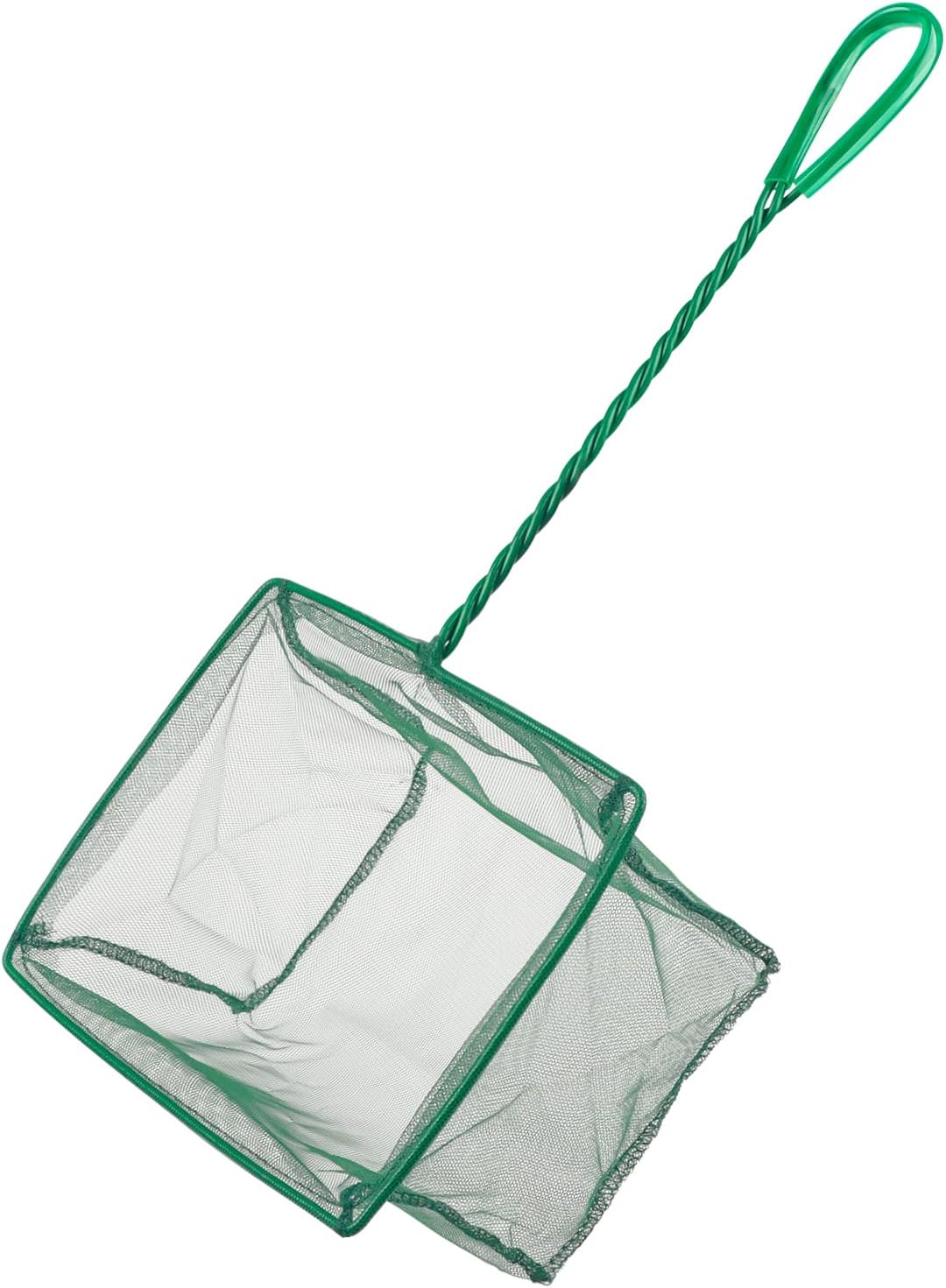 Pawfly Aquarium Fish Net with Braided Metal Handle Square Net with Soft Fine Mesh Sludge Food Residue Wastes Skimming Cleaning Net for Fish Tanks Small Koi Ponds and Pools