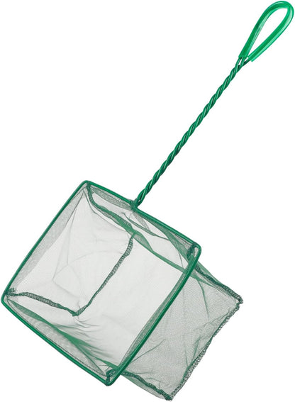 Pawfly Aquarium Fish Net with Braided Metal Handle Square Net with Soft Fine Mesh Sludge Food Residue Wastes Skimming Cleaning Net for Fish Tanks Small Koi Ponds and Pools