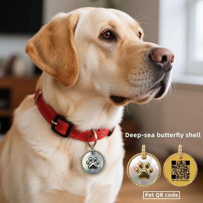 18K Gold Plated Nature Shell QR Code Pet ID Tags Personalized Dog Tag and Cat Tags Editable Online Profile Free Page Emergency Contacts Scan QR to Receive Instant Pet Location Alert Emails(18K Gold)
