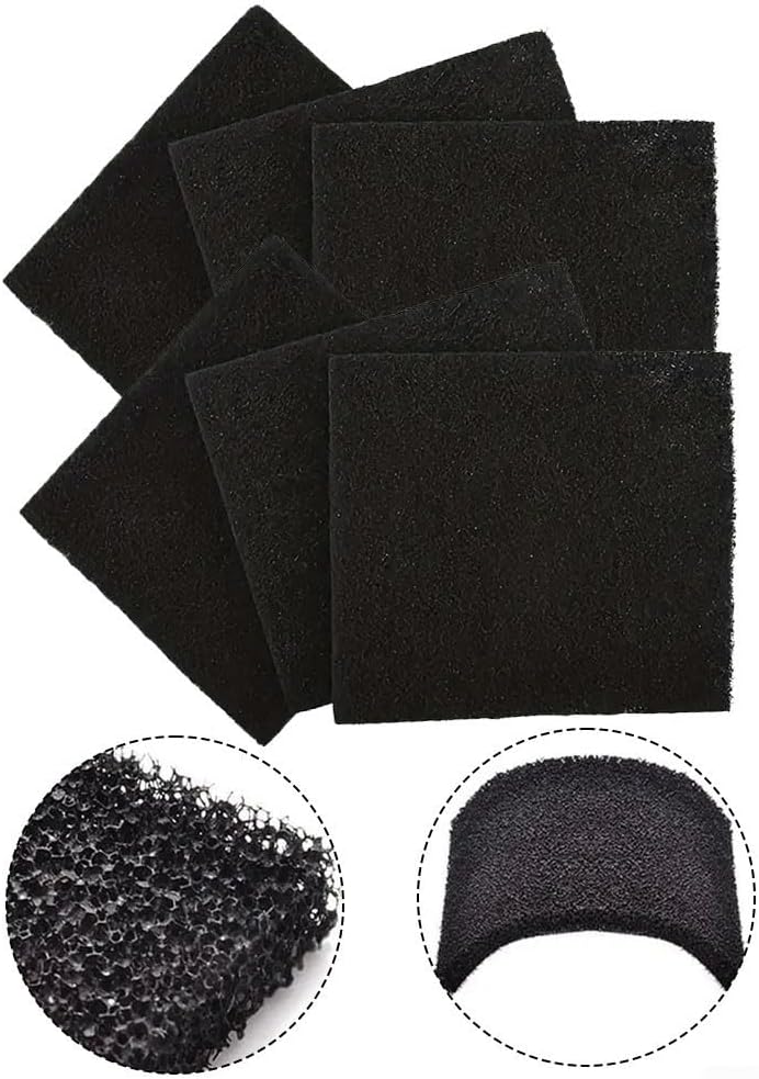 6PCS Activated Carbon Air Purification Deodorant Filter for Cat Litter Box, 6in x 6.5in, Black