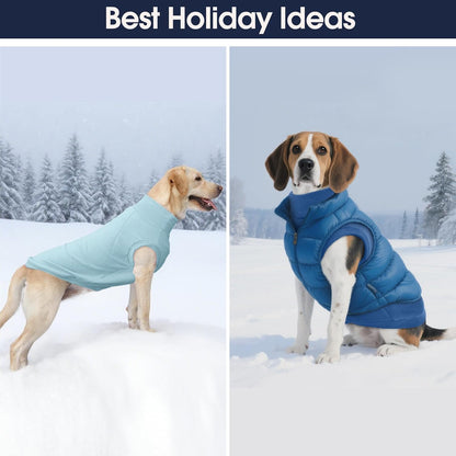 IECOii 2 Pack Fleece Doberman Sweater for Dog - Warm Winter Fleece Vest, Comfortable Coats for Outdoor, Stretchy Pet Sweatshirt for Large Dogs, Machine Washable (Size 4XL, Dark Blue & Light Blue)