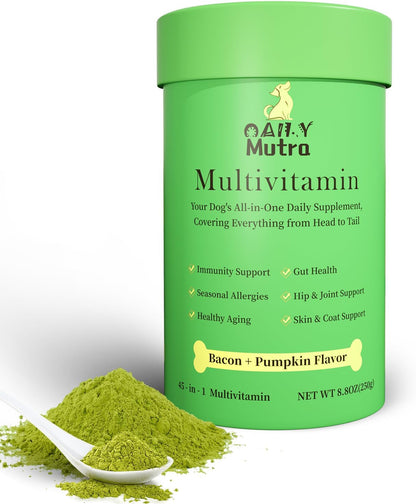 Dog Multivitamin Powder with Chondroitin, Omega 3 & Probiotics - 45-in-1 Daily Vitamins and Supplements for Dogs to Support Joint, Immune System, Digestive Health, Skin & Coat - 8.8 oz