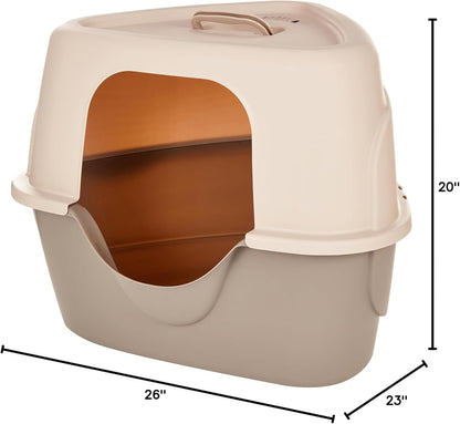 Amazon Basics Cat Litter Box with Lid, No-Mess, Standard, unisex, Charcoal, 26 in x 23 in x 20 in