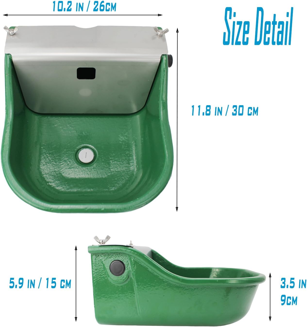 Automatic Stock Waterer for Horses,Cattle,Dog,Hog, Livestock, Heavy Duty Cast Iron,Extra Large Farm Animal Waterer Dispenser with Drainage Hole