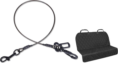 VIVAGLORY Dog Seat Belt + Dog Seat Cover, Chew Proof Waterproof Multi-Functional, Backseat Cover for Car