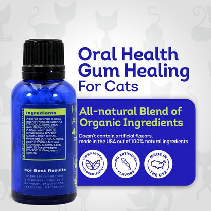 HA4E - Cat Oral Health - Relieves Inflammation, Soothes Pain & Fights Gum Disease - Natural, Non-GMO, Organic, Gluten-Free & Chemical-Free - 300 Tablets