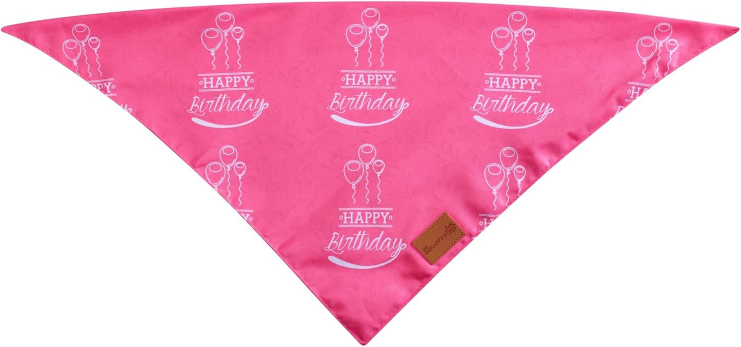 Dog Birthday Bandanas Set - Premium Durable Adjustable Polyster Fabric Dog Scarf + Durable & Soft Pet Birhday Outfit for Small Medium Large Dogs (Pink) (Medium)