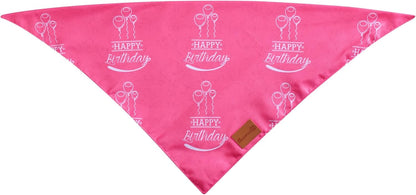 Dog Birthday Bandanas Set - Premium Durable Adjustable Polyster Fabric Dog Scarf + Durable & Soft Pet Birhday Outfit for Small Medium Large Dogs (Pink) (Medium)