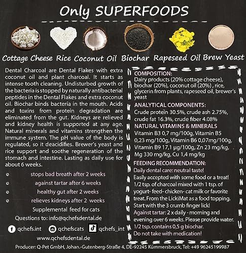 QCHEFS Dental Charcoal for Cats – Two Month Supply* - Food Topper - After Meal Licking Treat, Oral Health Snack with Amino Acids.