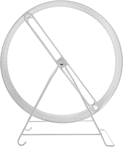 Silent Hamster Exercise Wheel Iron Frame 32Cm, White Small Animal Running for Hedgehogs, Squirrels, Sugar Gliders and Gerbils, Quiet Nail Grinding Plaything for Pets