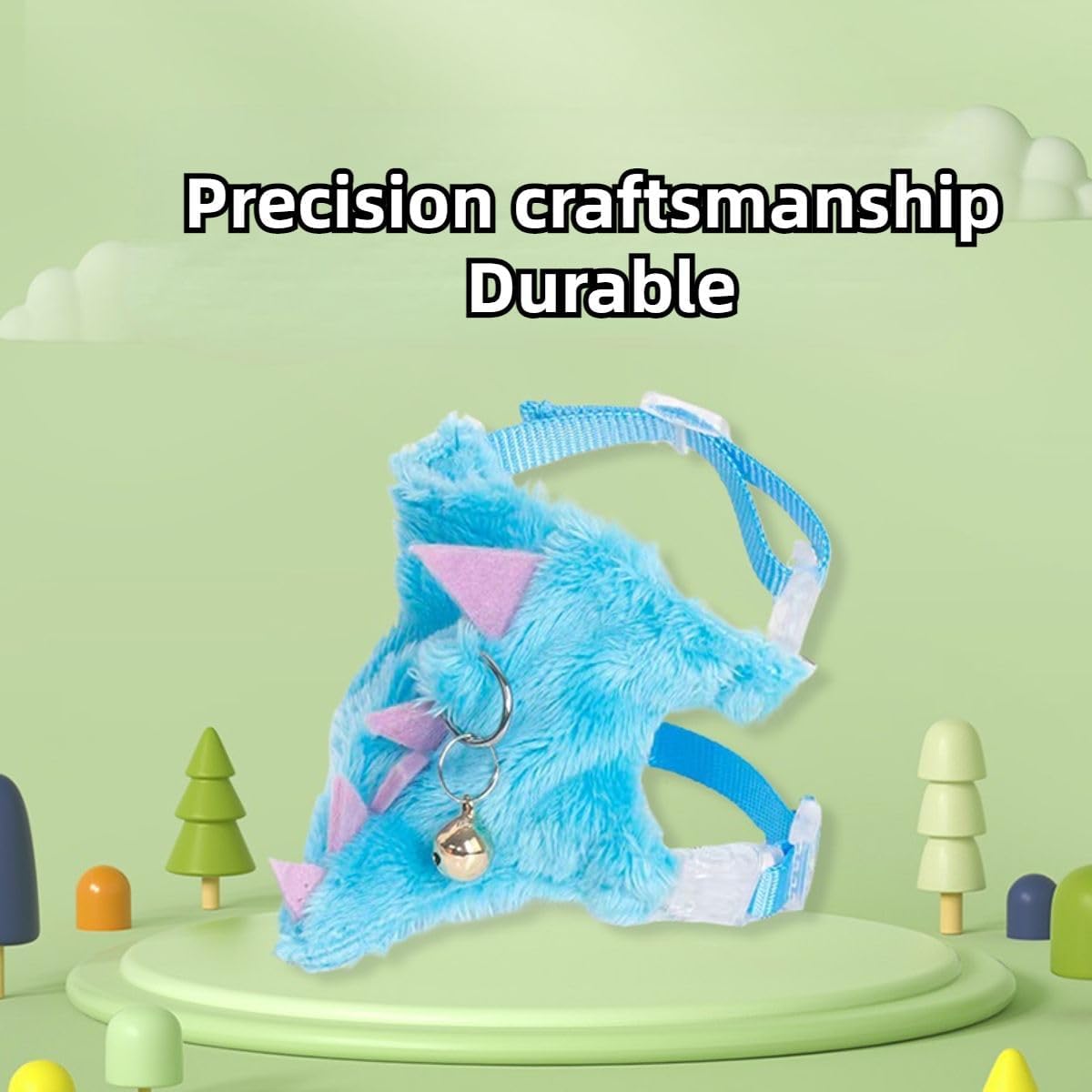 Ferret Harness and Leash Set Small Animals Vest Harness with Safe Bell Dinosaur Shaped Walking Clothes for Baby Rabbit Guinea Pig Teacup Chihuahua Mouse and Other Small Pet (Blue)