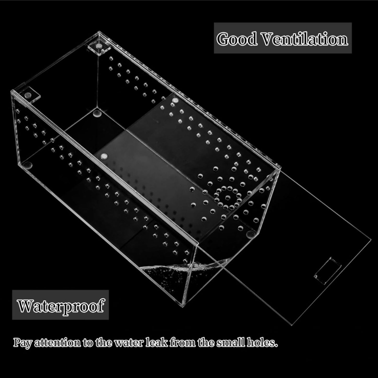 Acrylic Tarantula Enclosure Terrarium, 8" x 4" x 4" Small Magnetic Reptile Tank, Micro Spider Breeding Habitat Cage, Clear Ventilated Lizard Display Box for Hermit Crab Invertebrates Scorpion