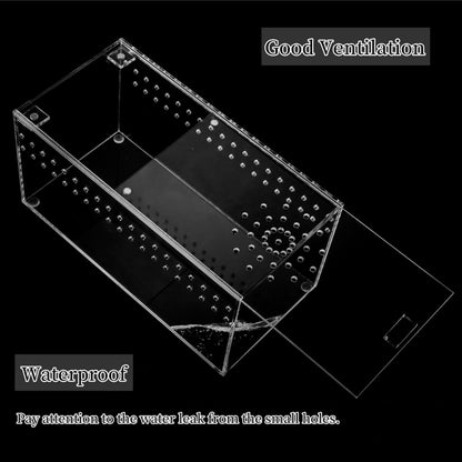 Acrylic Tarantula Enclosure Terrarium, 8" x 4" x 4" Small Magnetic Reptile Tank, Micro Spider Breeding Habitat Cage, Clear Ventilated Lizard Display Box for Hermit Crab Invertebrates Scorpion
