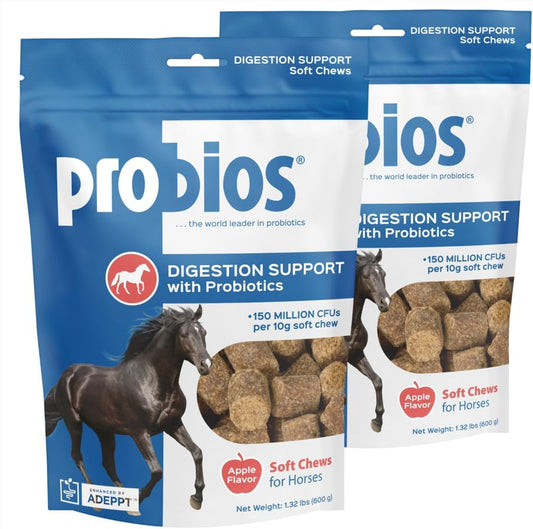 Probios for Horses Soft Chews, Daily Probiotic Supplement for Gut Health, Digestion & Immune Support, Horse Supplies, Apple Flavor, 1.32 lbs (600 Grams) (Pack of 2)