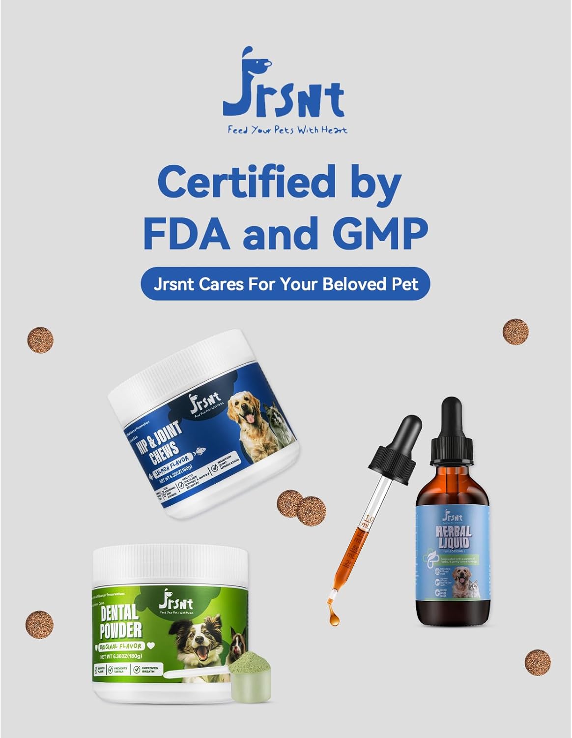 Dog Dental Powder, Dog Teeth Cleaning Powder, Natural Herbal Blend with 5 probiotics, Plaque Off Pet Tooth Cleaning, Bad Breath & Tartar Remover for Dogs & Cats, All Breeds-Mint（180g ）