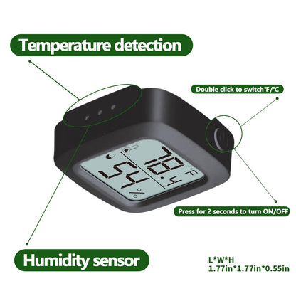 Black Reptile Thermometer and Hygrometer – LCD Digital Temp & Humidity Gauge for Bearded Dragon, Ball Python, Crested Gecko, Tortoise, Frog, Axolotl Tanks